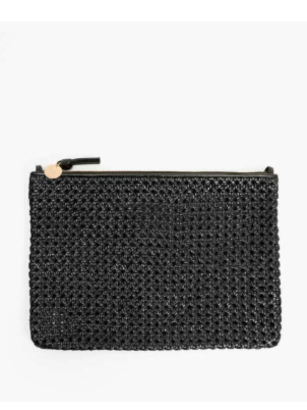Clare V. Flat Clutch with Tabs Black Woven Leather Sold-Out Color